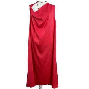 Baum und Pferdgarten Draped Asymmetric Shift Red Dress 44 Textured Statement